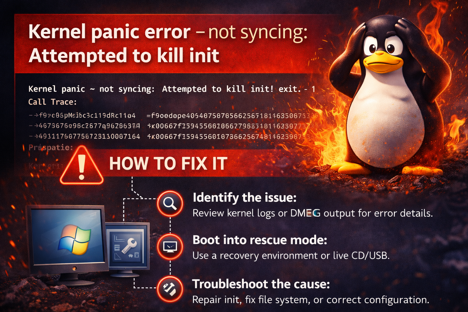 Kernel panic error – not syncing: Attempted to kill init and how to fix it