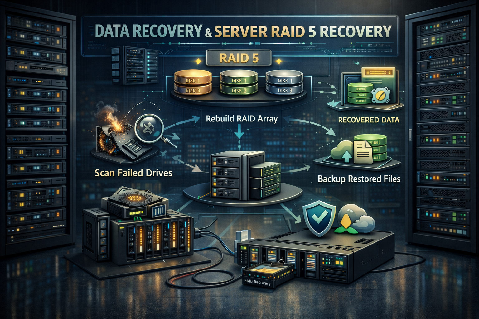 Chia sẻ cách cứu dữ liệu, phục hồi dữ liệu Server RAID 5 an toàn và đúng kỹ thuật