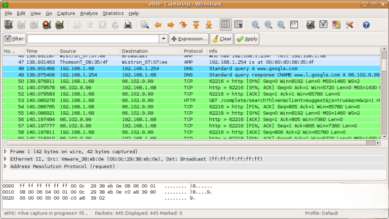 công cụ bảo mật Wireshark