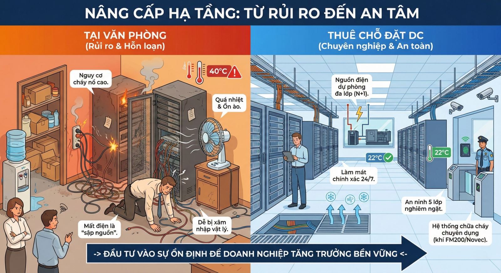 so sánh chỗ đặt máy với đặt máy chủ tại văn phòng
