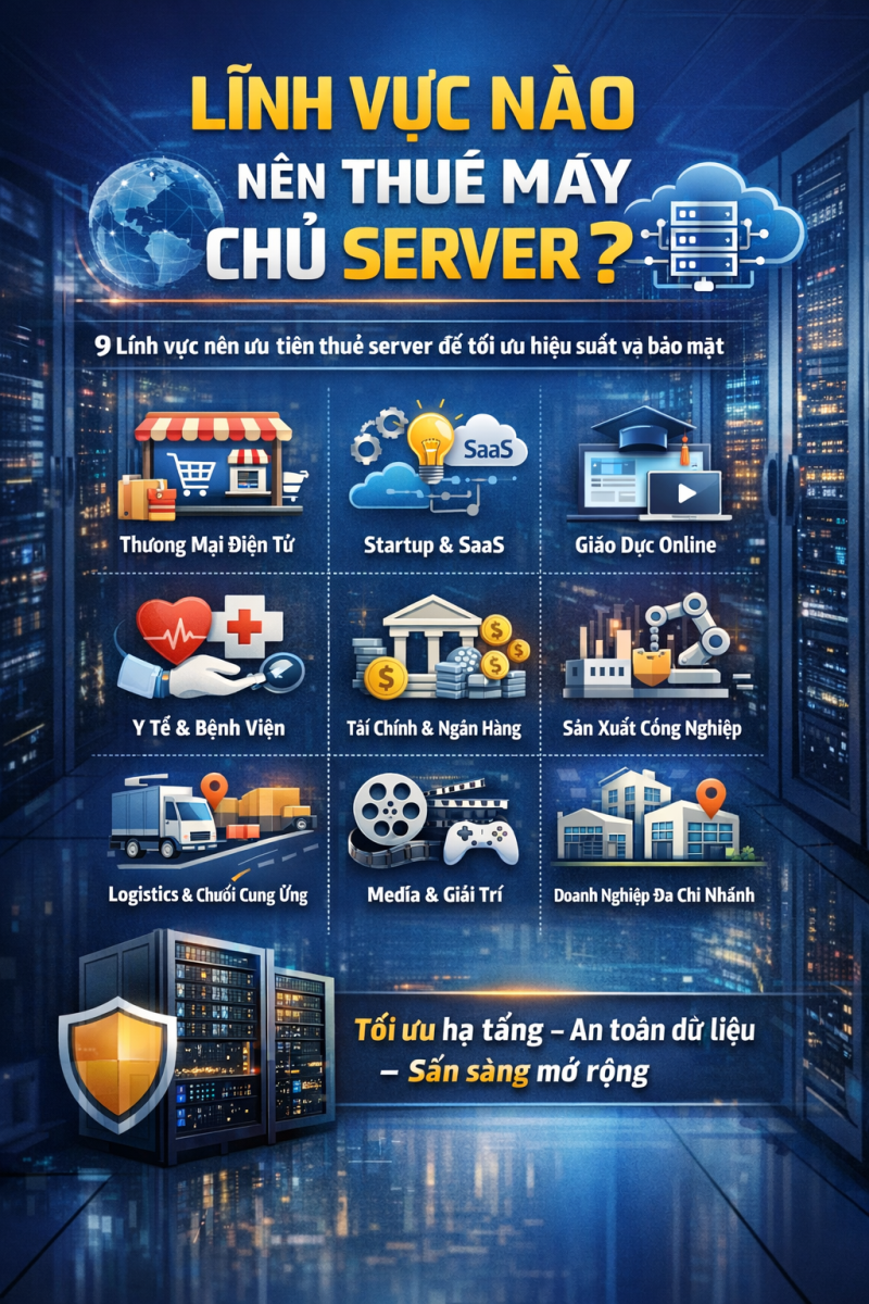 Lĩnh vực nào nên thuê máy chủ server? 9 ngành nên ưu tiên đầu tư thuê server
