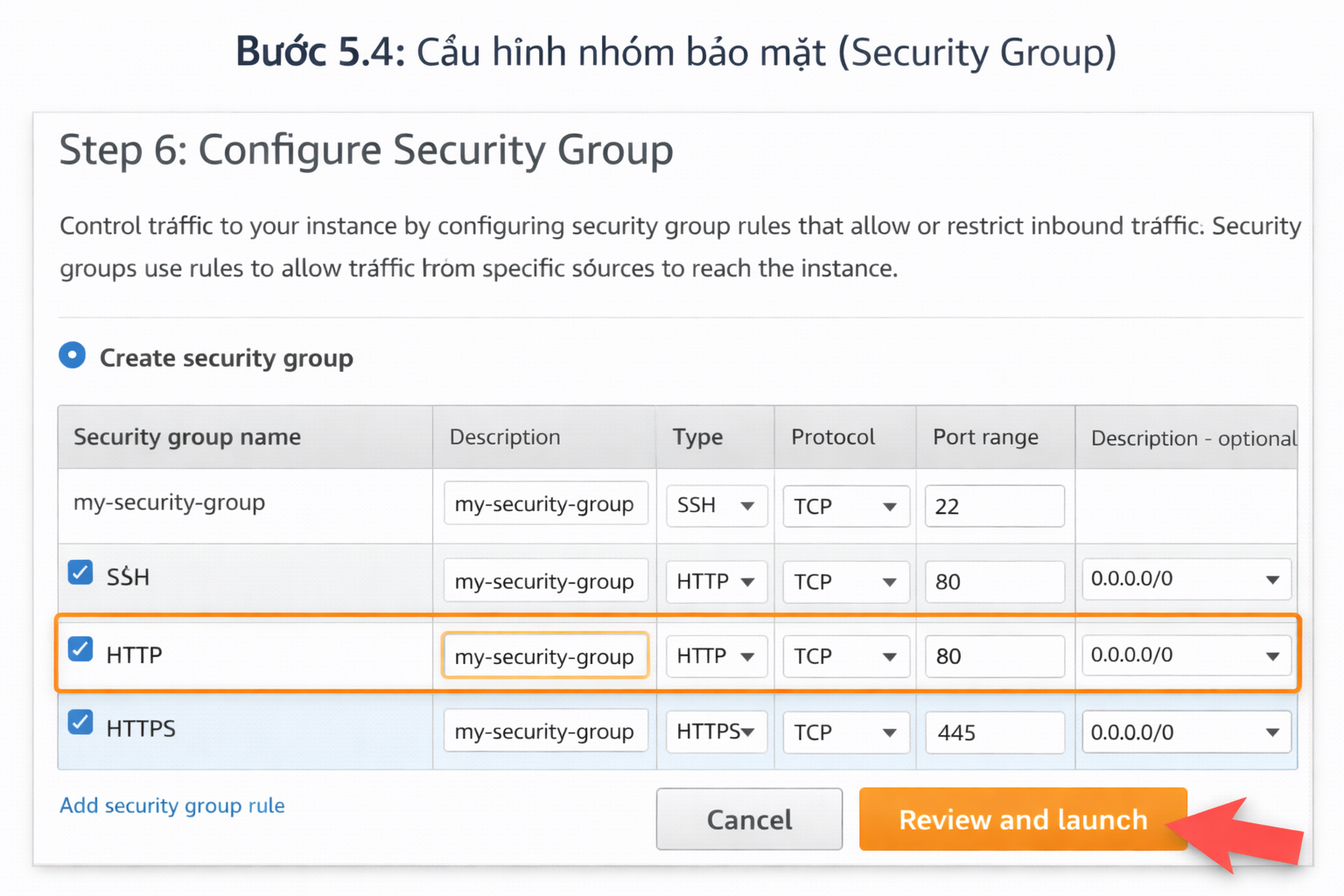 tạo máy chủ ảo trên Amazon