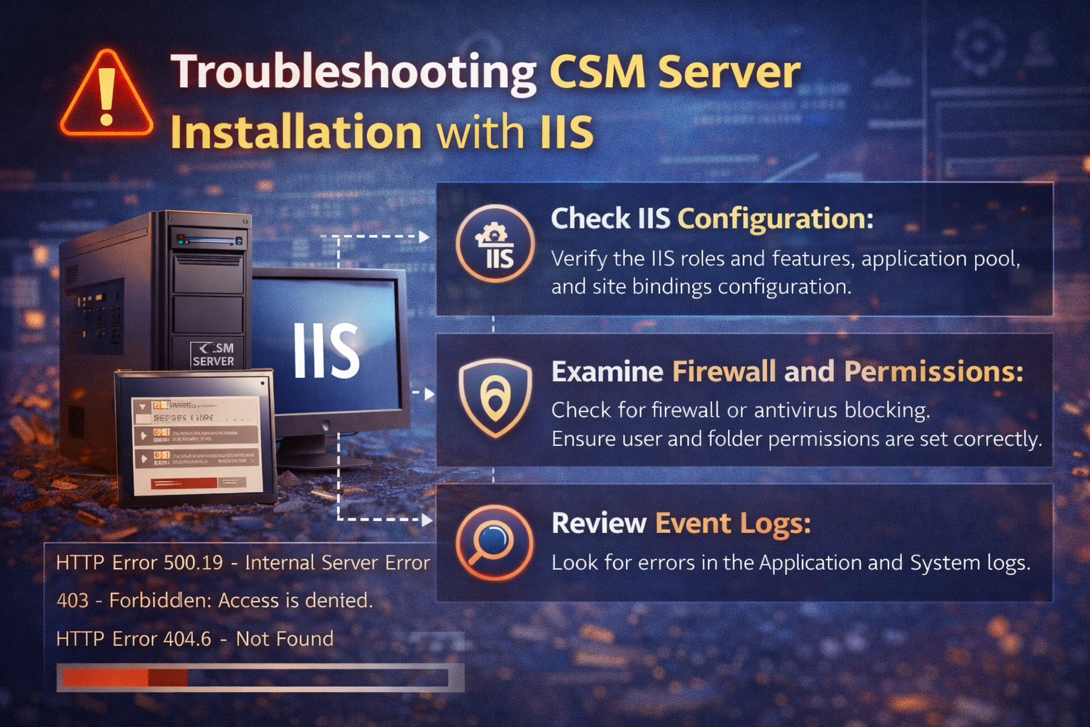 Hướng dẫn xử lý sự cố cài đặt CSM Server với IIS trên Windows Server