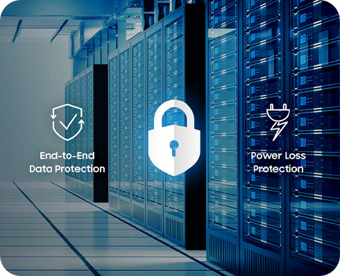 Samsung Data center SSD PM893 provides end-to-end data protection safety and power loss protection and secures critical data.